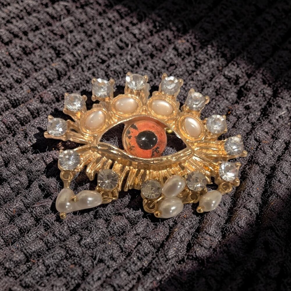 Orange Evil Eye Brooch~ New!